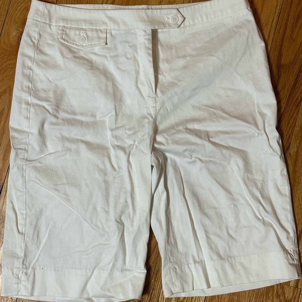 Jones New York Men's White Flat Front Shorts